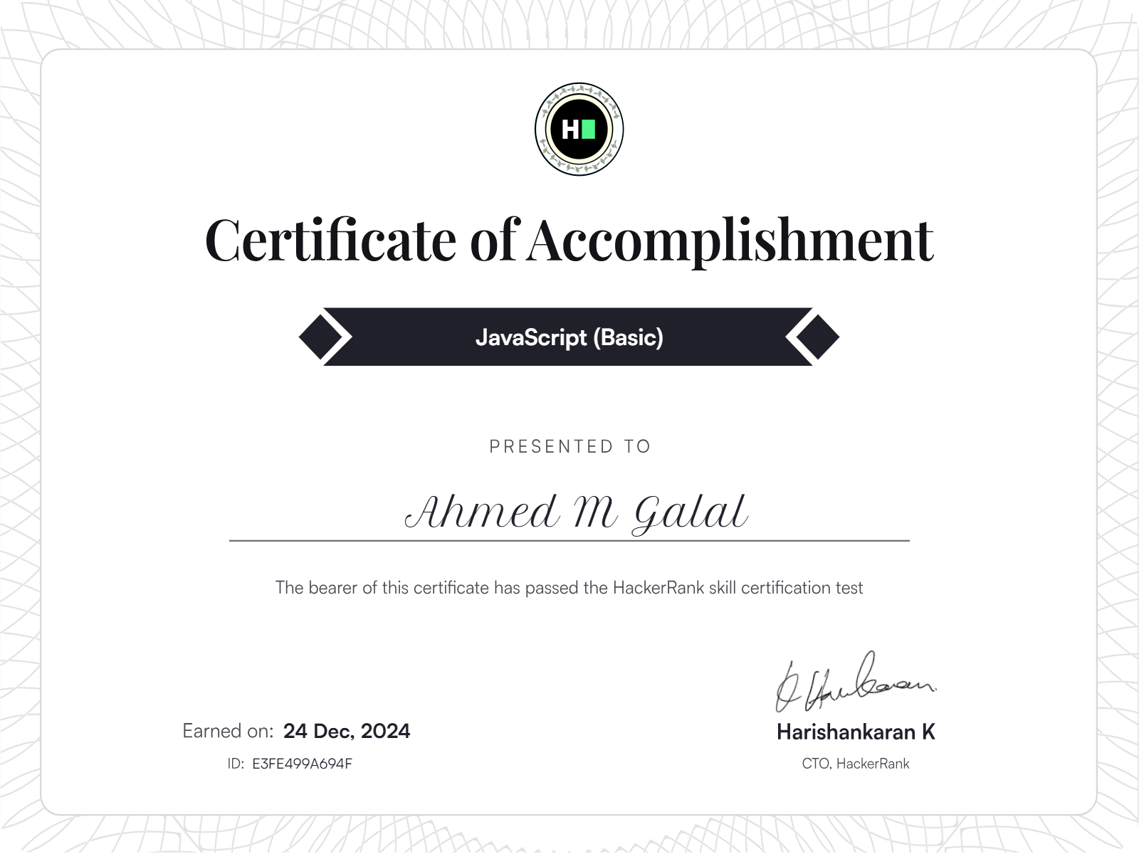 JavaScript (Basic) Certificate